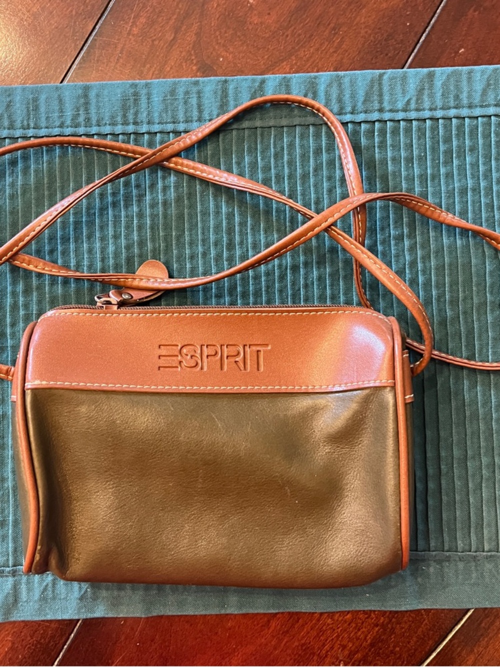 Esprit Two-Tone Olive and Tan Crossbody Bag